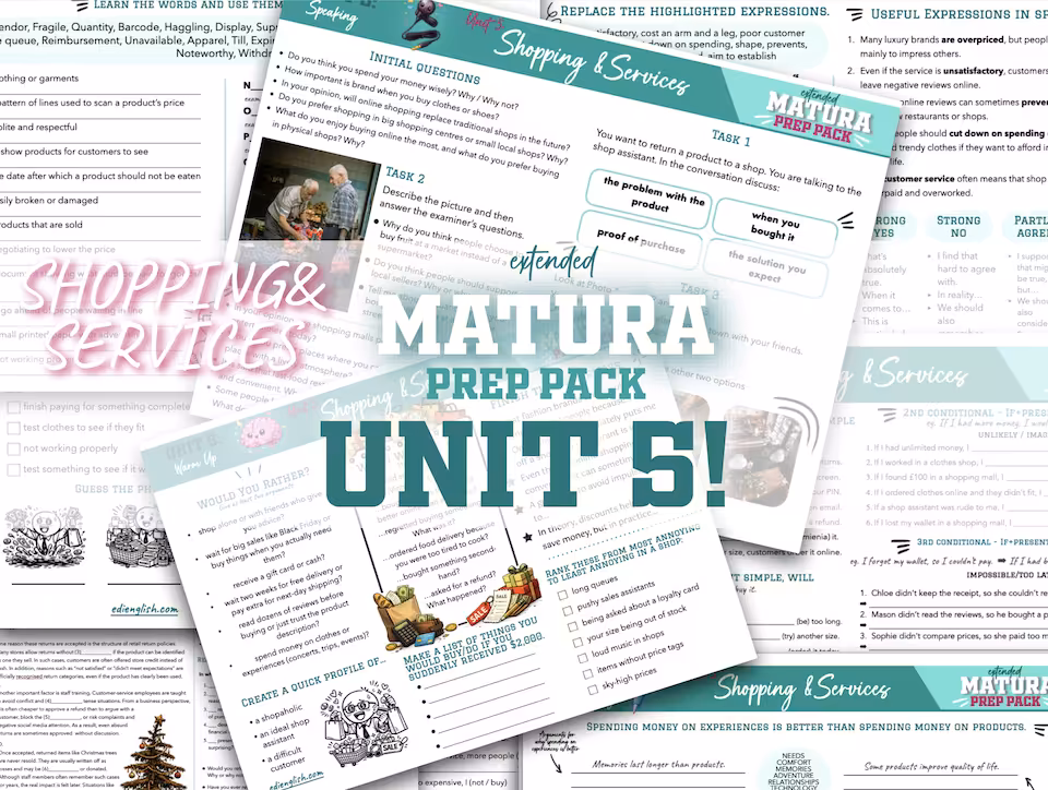 Extended Matura Prep Pack Unit 5 - Shopping & Services