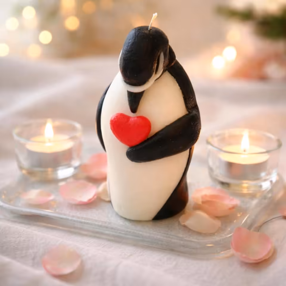 Świeca sojowa "Pingwin z sercem"