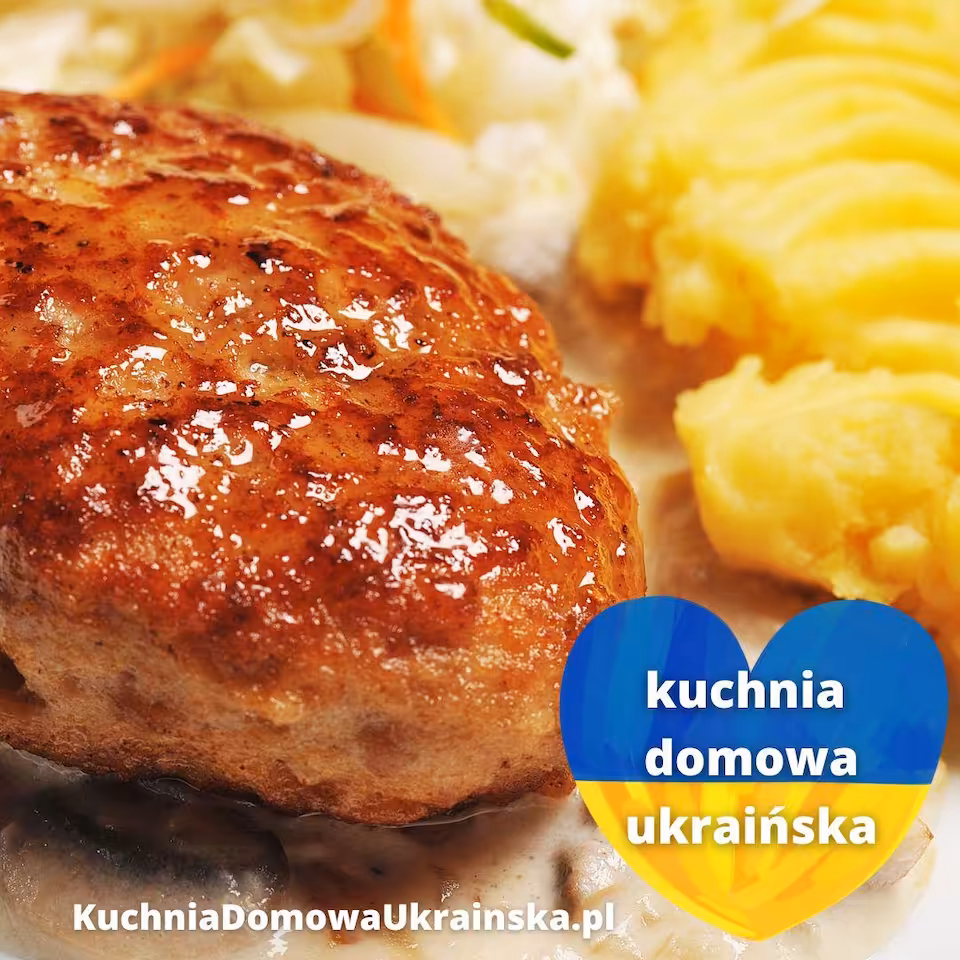 Kuchnia ukraińska - Kotlet mielony wieprzowy z pure ziemniaczanym - opcjonalnie z kaszą gryczaną lub z makaronem