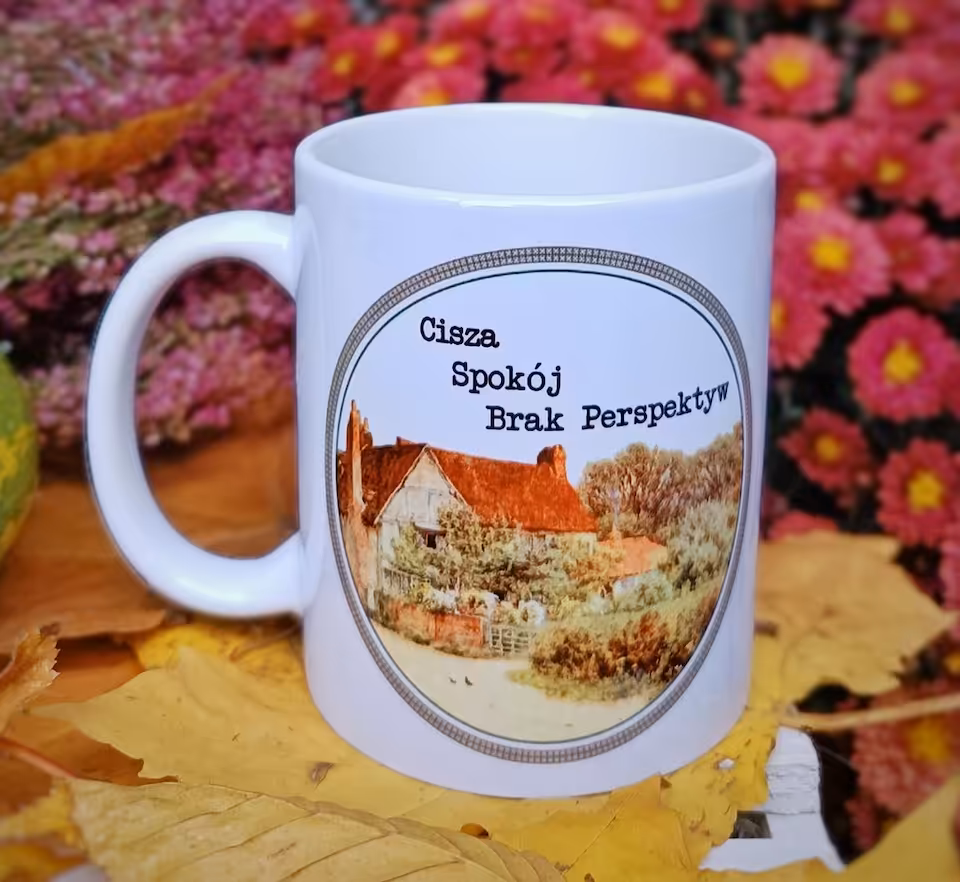 Kubek 330 ml Sarnodzieło Cisza spokój brak perspektyw