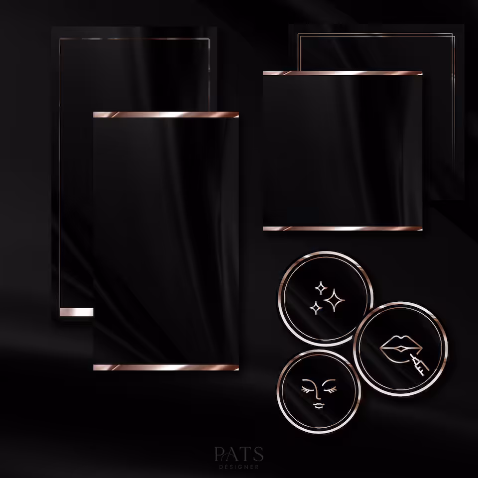 Czarna satyna+rosegold - pakiet grafik