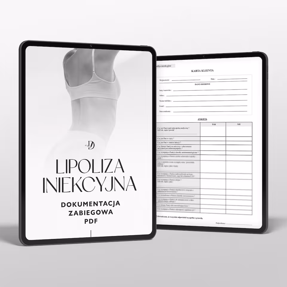LIPOLIZA INIEKCYJNA -dokumenty zabiegowe - zestaw