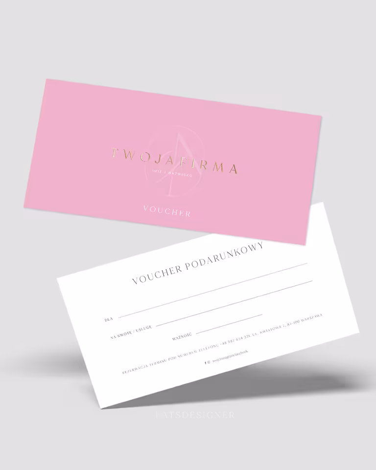 Voucher wzór 1 poziom - róż cukierkowy gładki