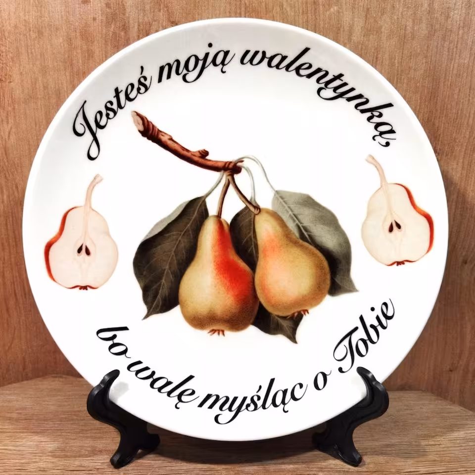 Talerz ceramiczny Sarnodzieło 20 cm Jesteś moją walentynką bo walę myśląc o Tobie