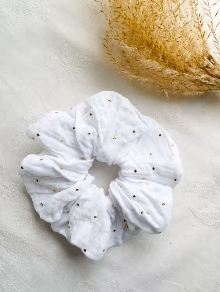 GOLD WHIE średnia - scrunchie -SOFT