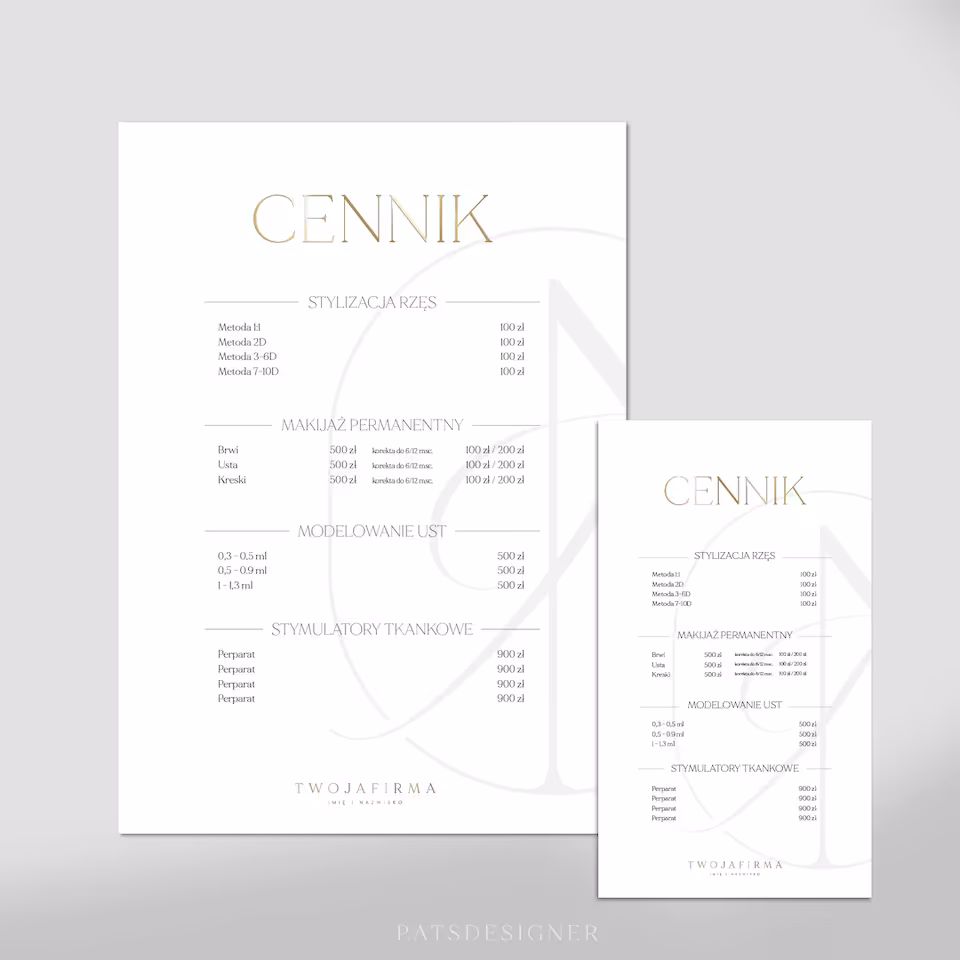 Cennik minimal - biały