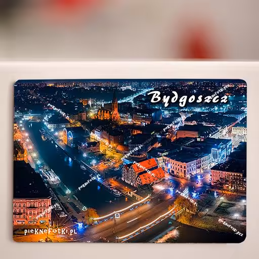 Magnes na lodówkę Bydgoszcz Centrum Nocą 7 x 10 cm 5 sztuk