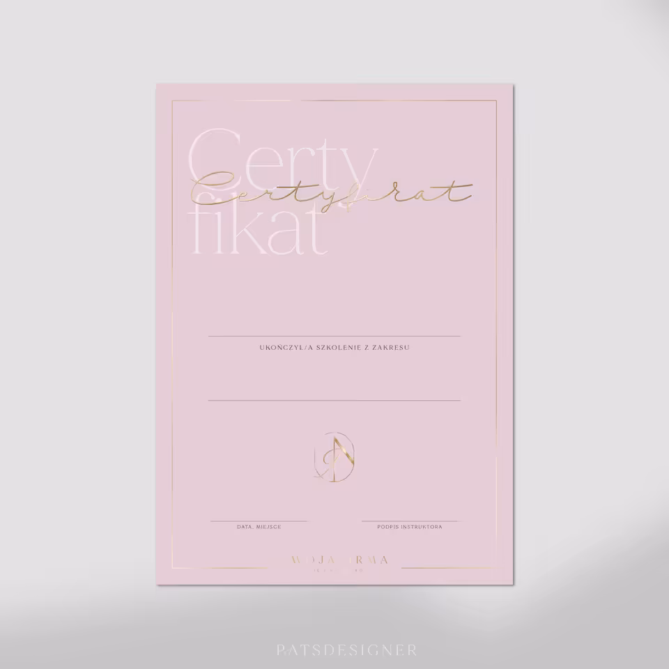 Certyfikat SOFT pion - róż brudny gładki