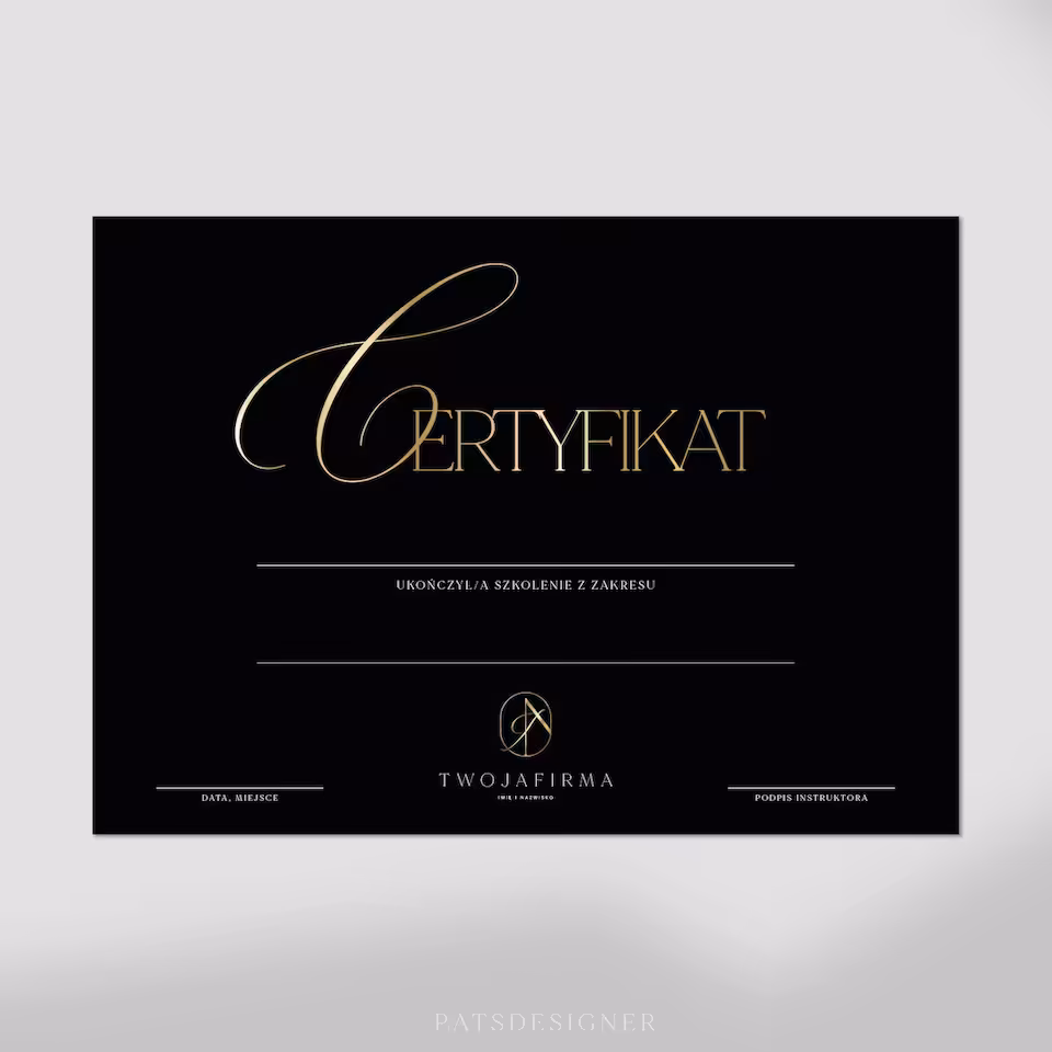 Certyfikat ELEGANT poziom - czarny