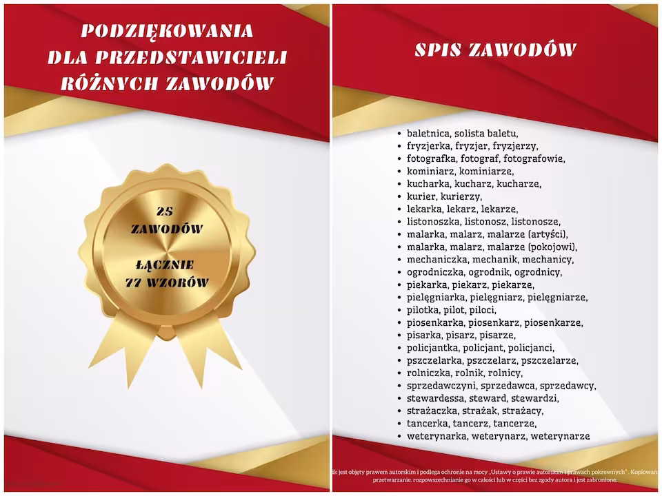 Podziękowania dla przedstawicieli zawodów dla przedszkola