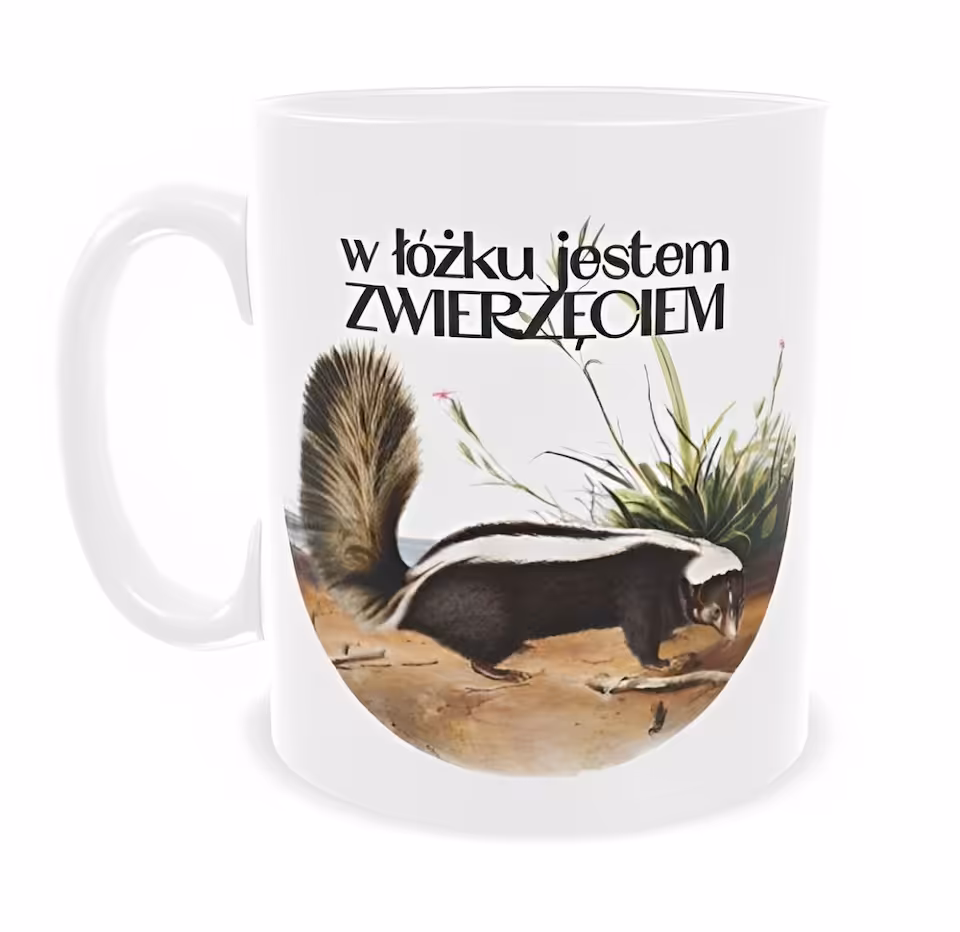 Kubek 330 ml Sarnodzieło W łóżku jestem zwierzęciem