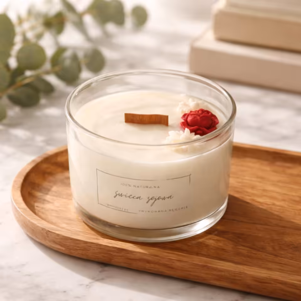 Świeca sojowa "Jesteś miłościa mojego życia" - róża