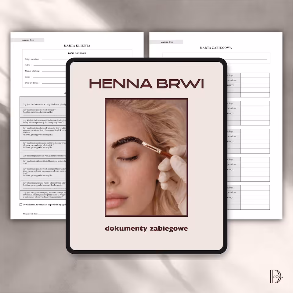 HENNA BRWI dokumenty zabiegowe PAKIET