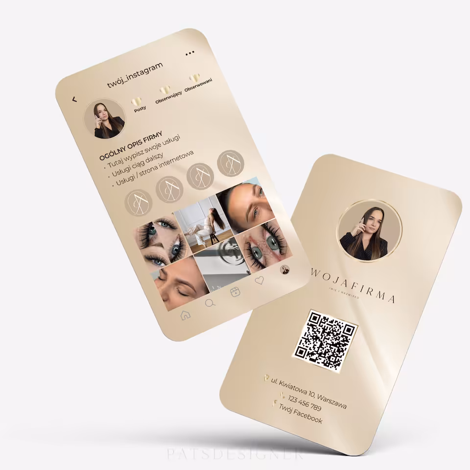 Wizytówka insta - ciemny beż satyna