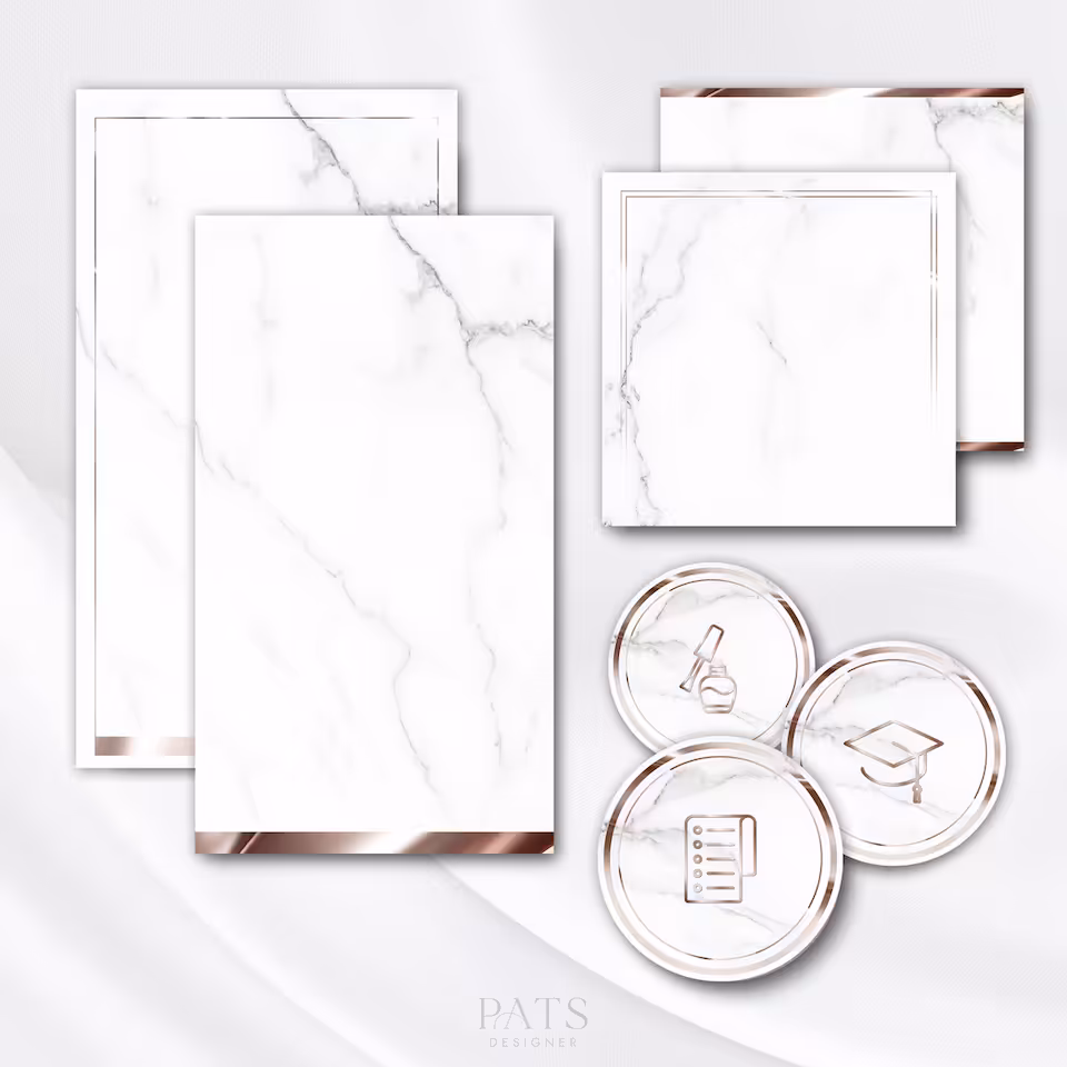 Biały marmur+rosegold- pakiet grafik