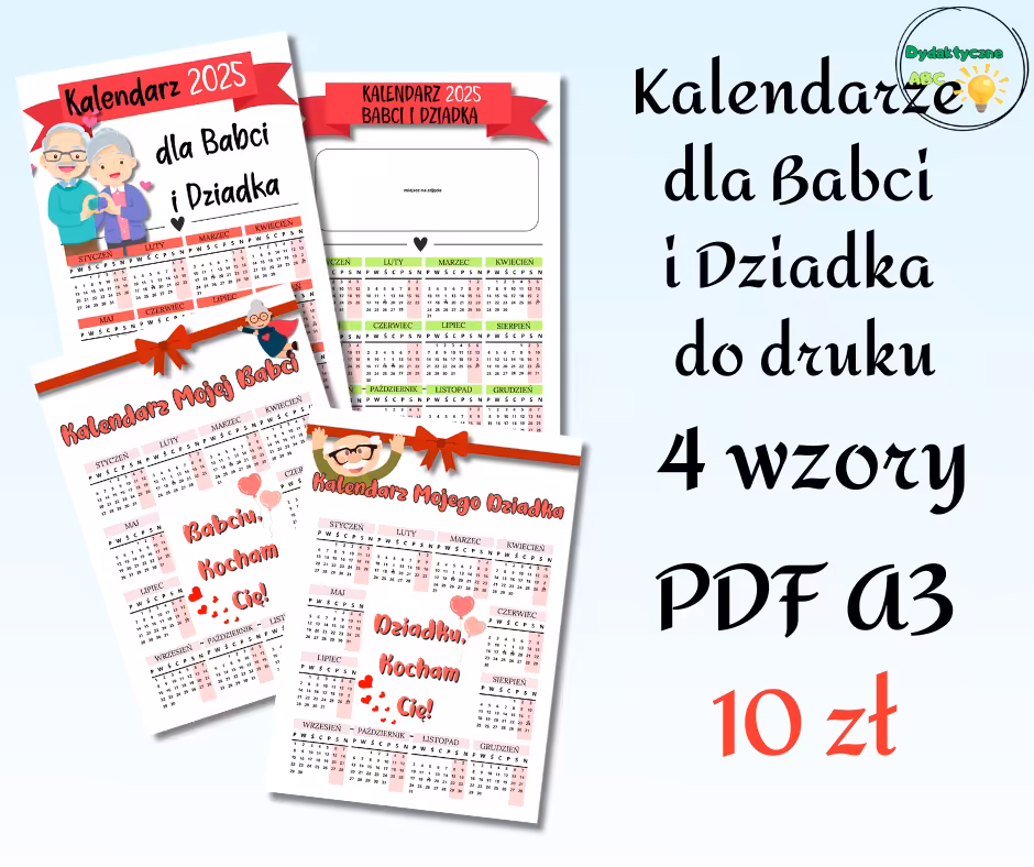 Kalendarze dla Babci i Dziadka do druku