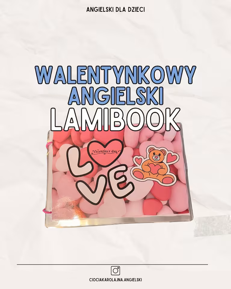 Walentynkowy lamibook - angielski dla dzieci