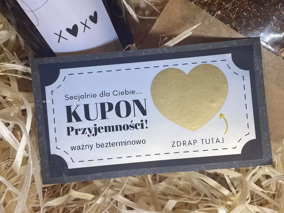 Kupony przyjemności 5 szt. / zdrapka serce / dowolny tekst