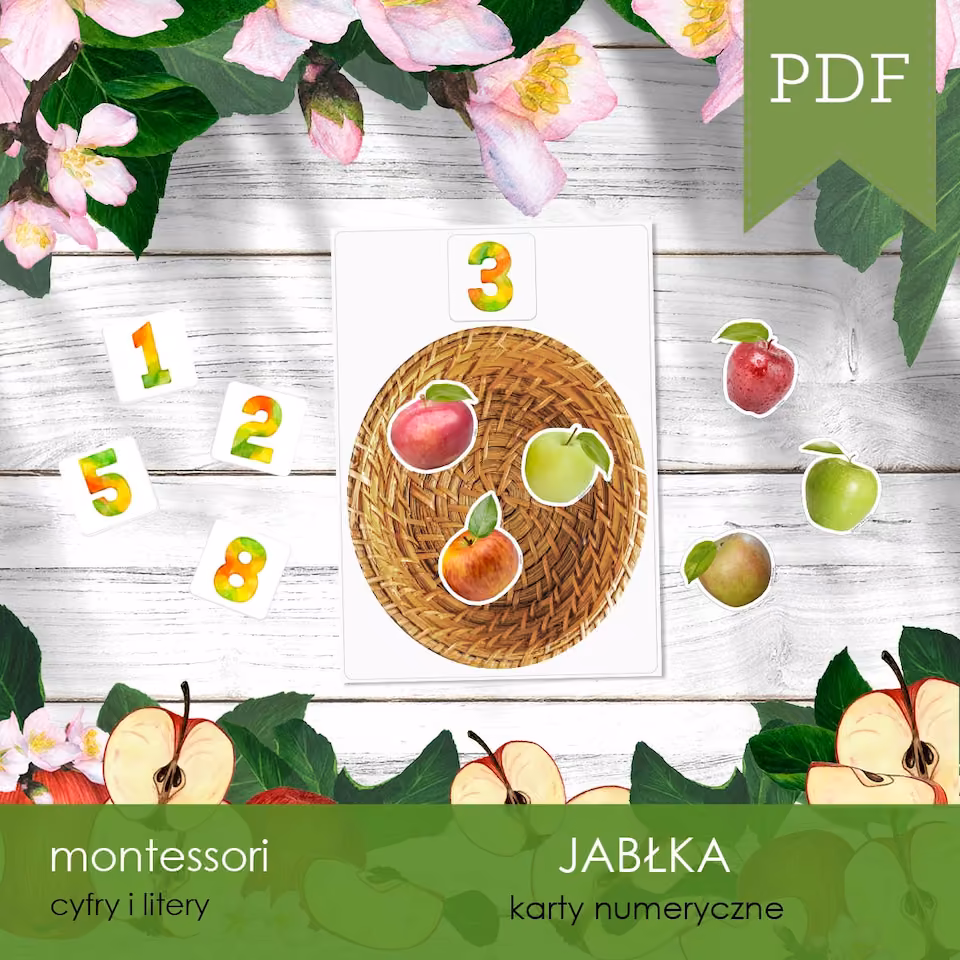 Jabłka - Karty numeryczne - Jabłka w koszyku
