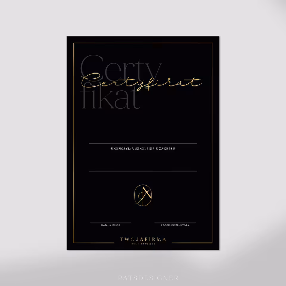 Certyfikat SOFT pion - czarny