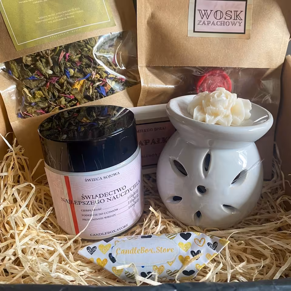 Mały Zestaw / Świeca 120 ml / kominek - różne kolory do wyboru / wosk zapachowy