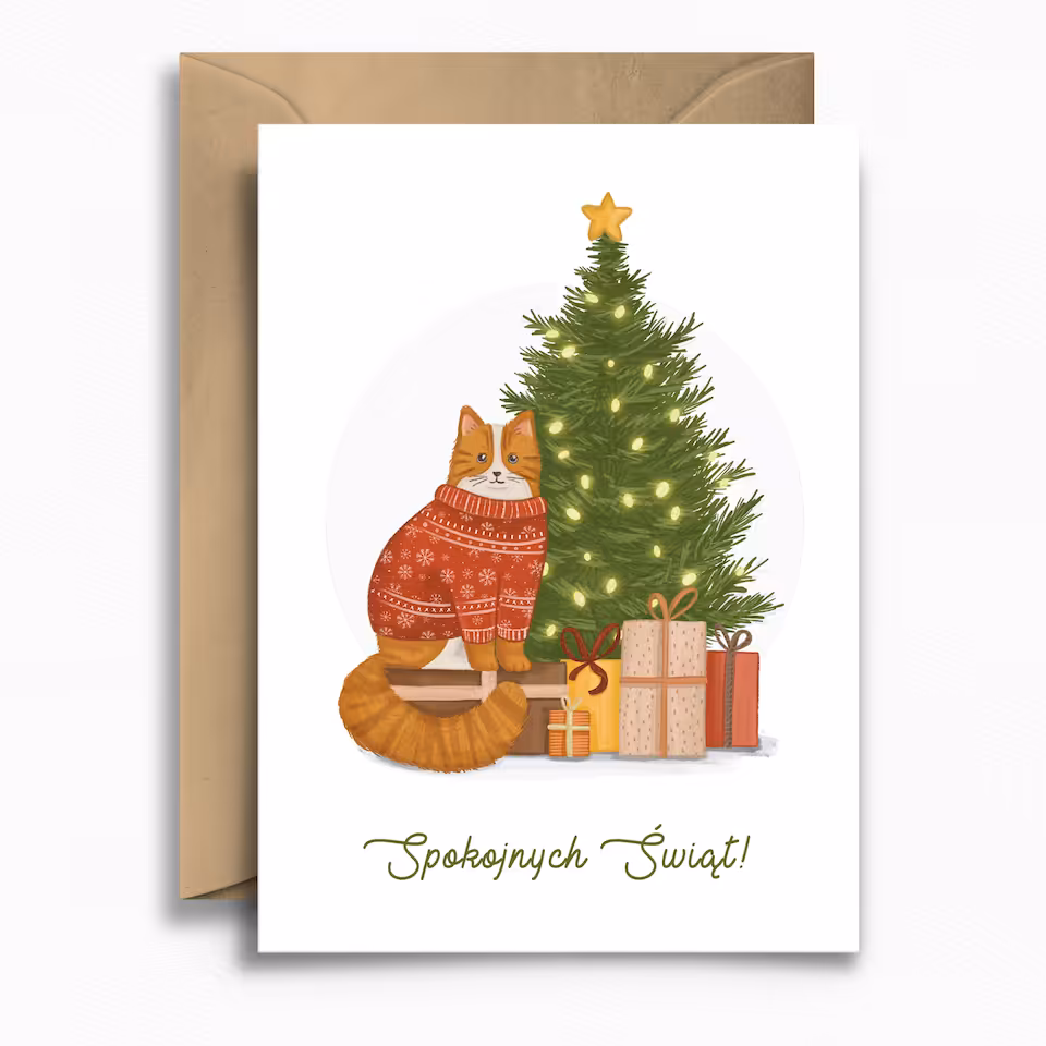 KARTKA • KOT PRZY CHOINCE