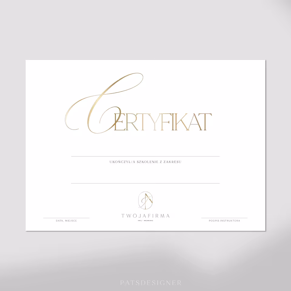 Certyfikat ELEGANT poziom - biel