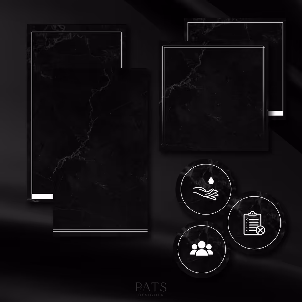 Czarny marmur+biel - pakiet grafik