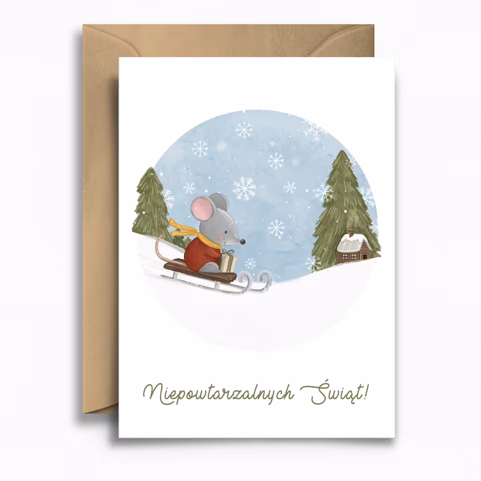 KARTKA • MYSZKA NA SANKACH
