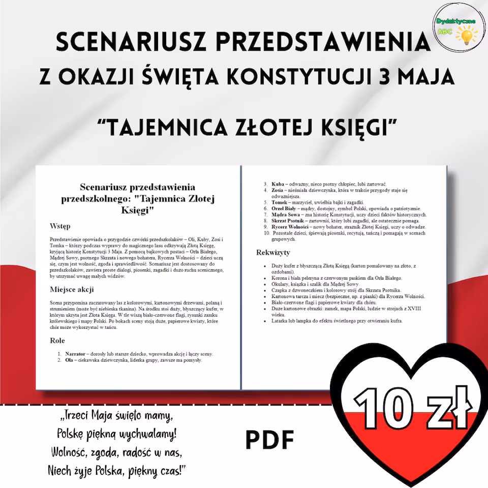 Scenariusz przedstawienia z okazji Święta Konstytucji 3 Maja „Tajemnica Złotej Księgi”