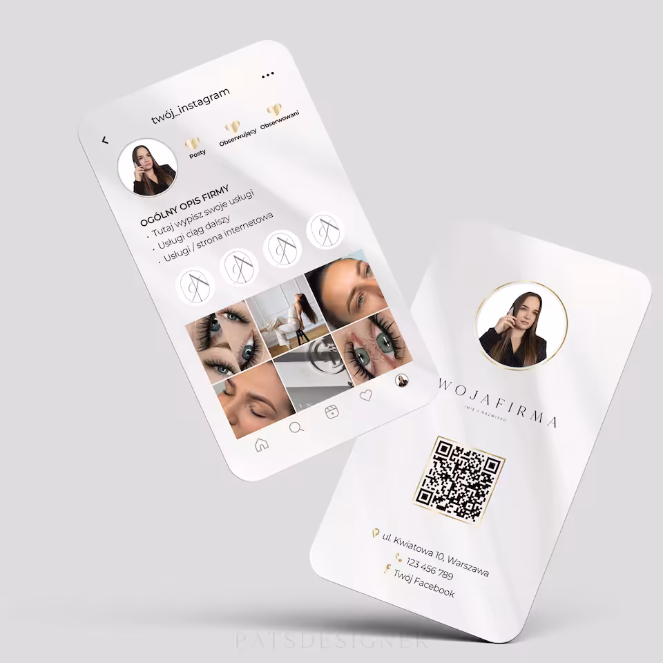 Wizytówka insta - biała satyna