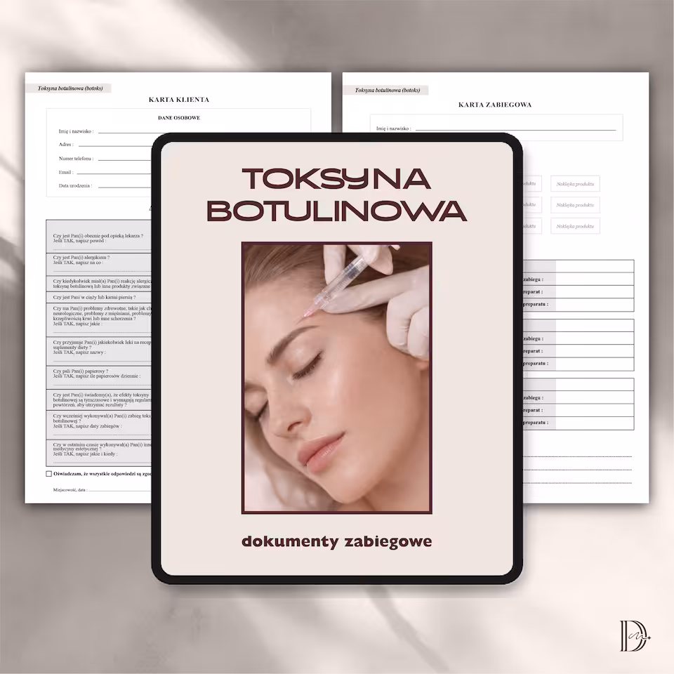 TOKSYNA BOTULINOWA dokumenty zabiegowe PAKIET