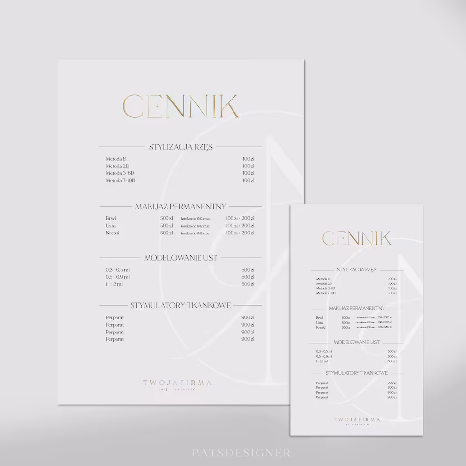 Cennik minimal - szary jasny