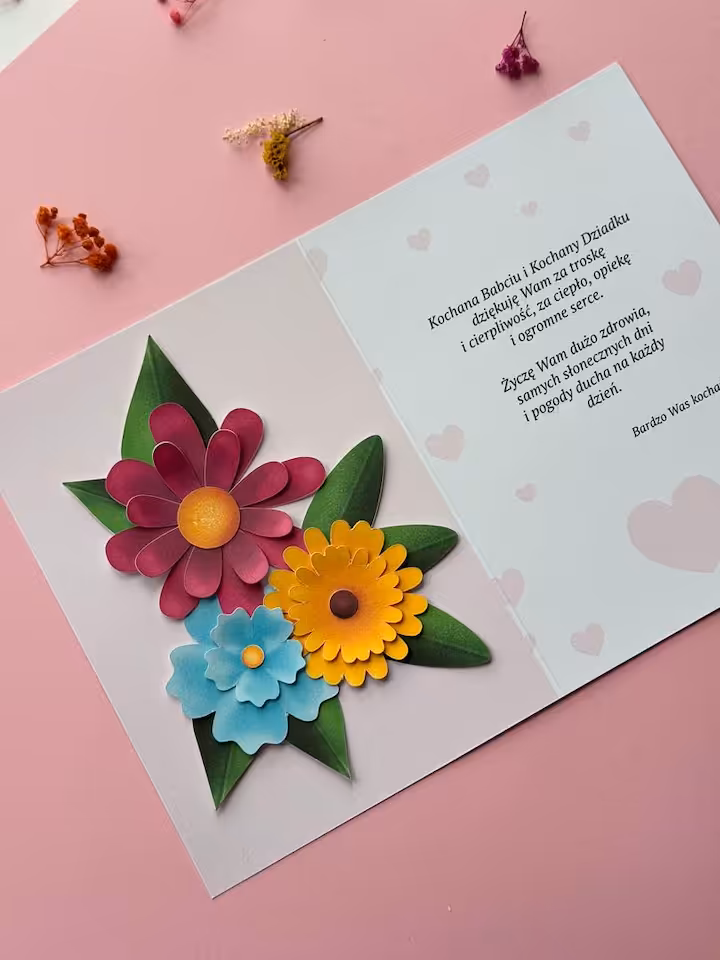 🌷 Kartka na Dzień Babci i Dziadka - dodane wersje czarno-białe, osobno dla babci i dziadka