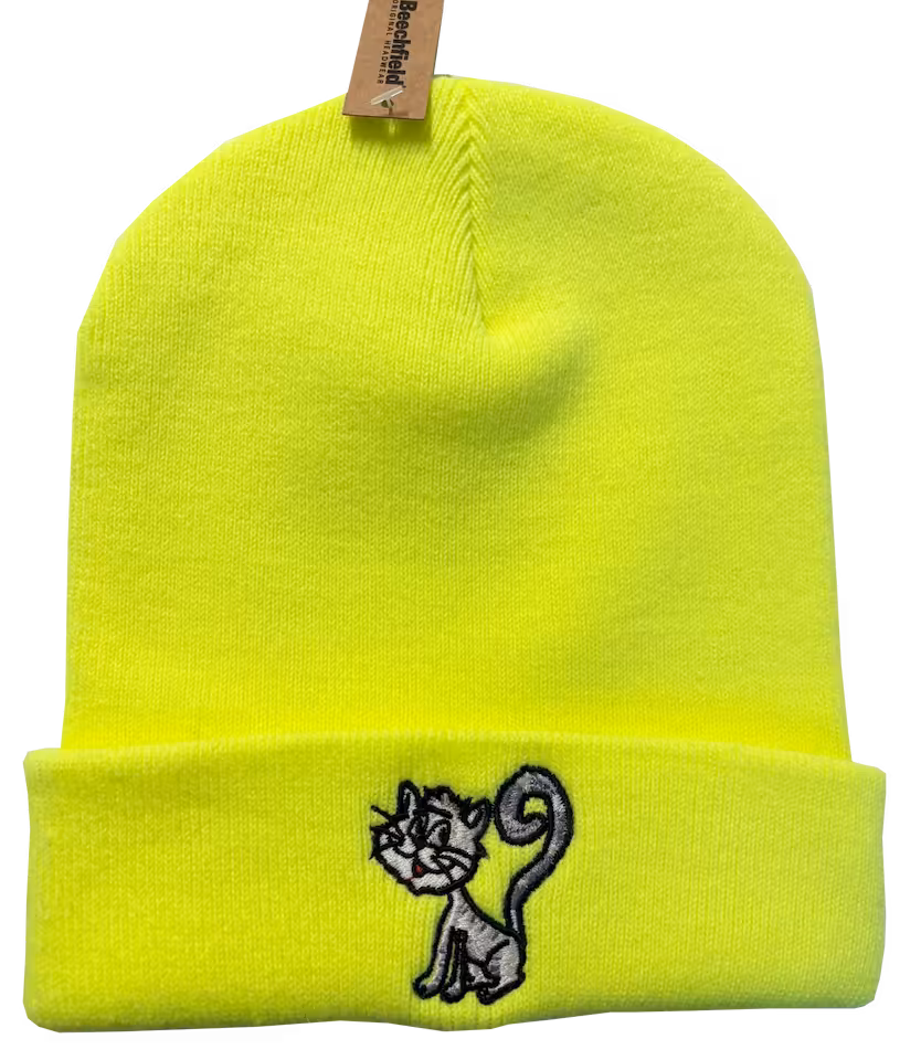 Czapka zimowa z kotem Cukierkiem ŻÓŁTA (fluorescencyjna)