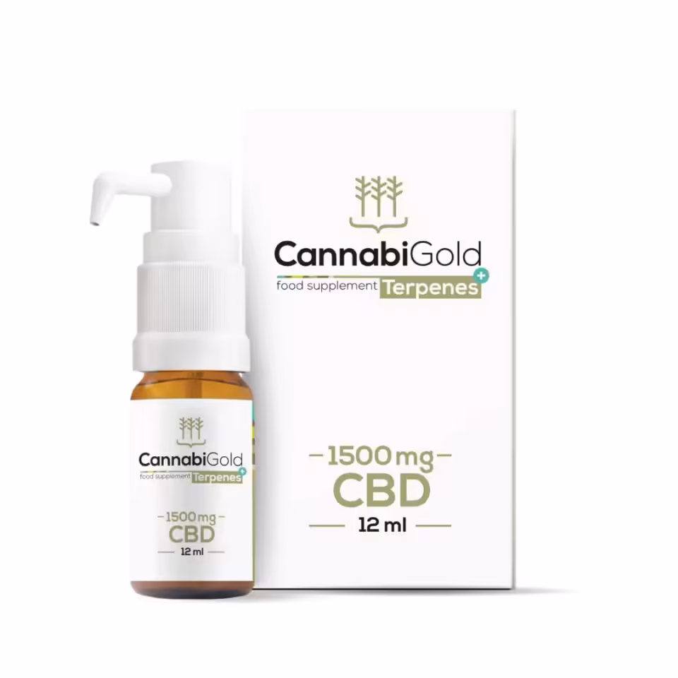 Olejek konopny CBD 15% CannabiGold Terpenes+ 1500 mg 12 ml