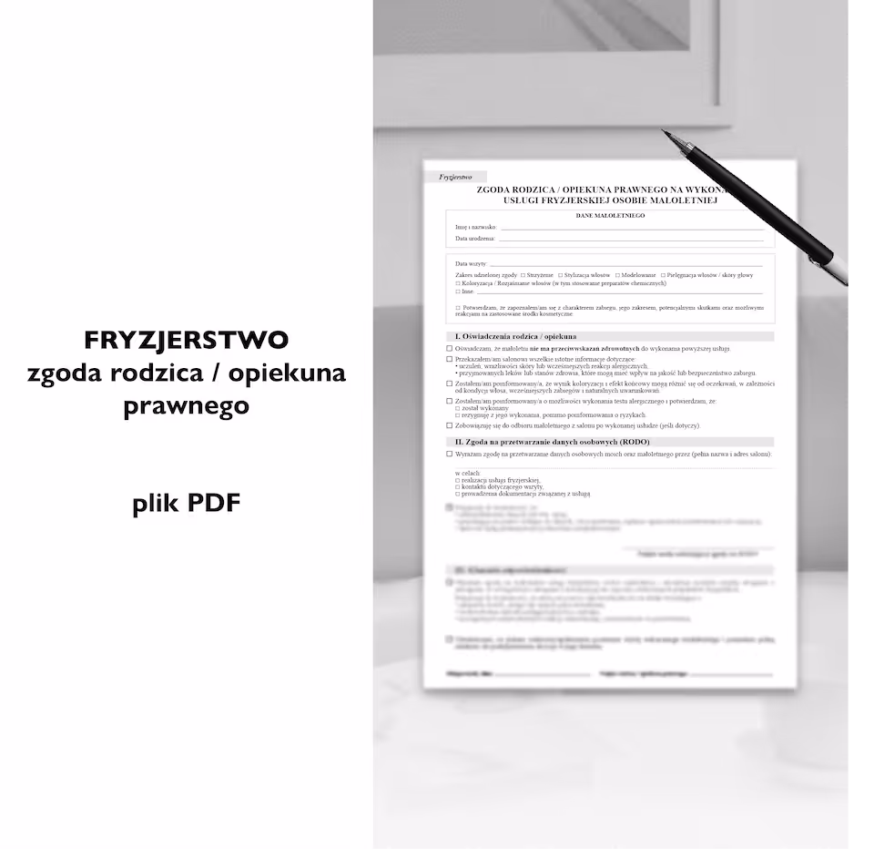 FRYZJERSTWO zgoda rodzica / opiekuna prawnego