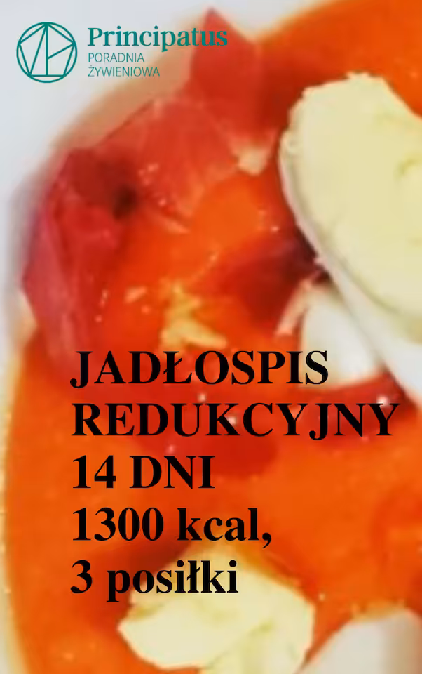Redukcyjny jadłospis dla ludzi zdrowych na 14 dni 1300 kcal, 3 posiłki