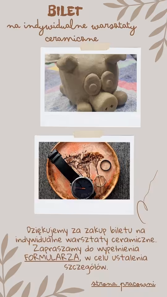 Bilet na indywidualne warsztaty ceramiczne. Opcja - tylko lepienie