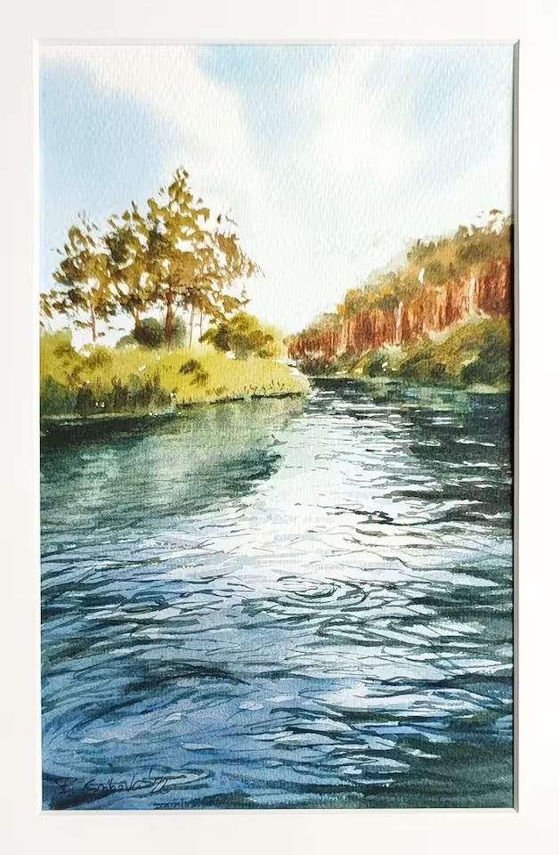 Akwarela "Landscape with river" / 182