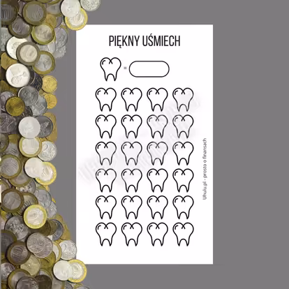 Wyzwanie finansowe piękny uśmiech A6 PDF do druku