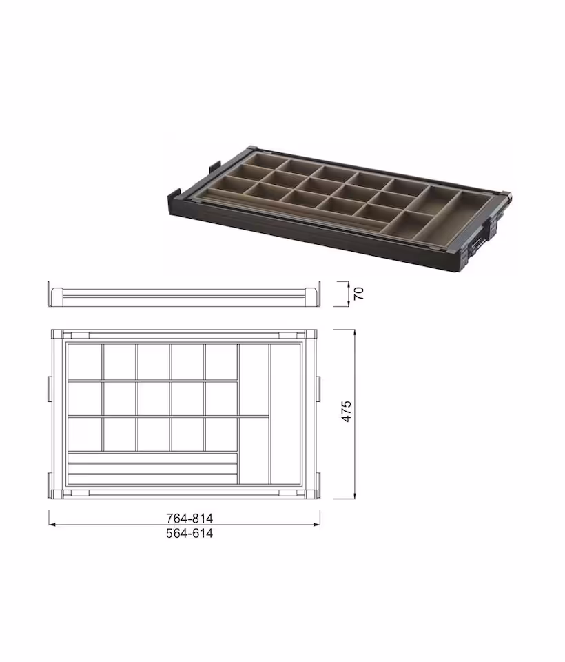 Szuflada wielofunkcyjna 800x500x70 MM MOCCA