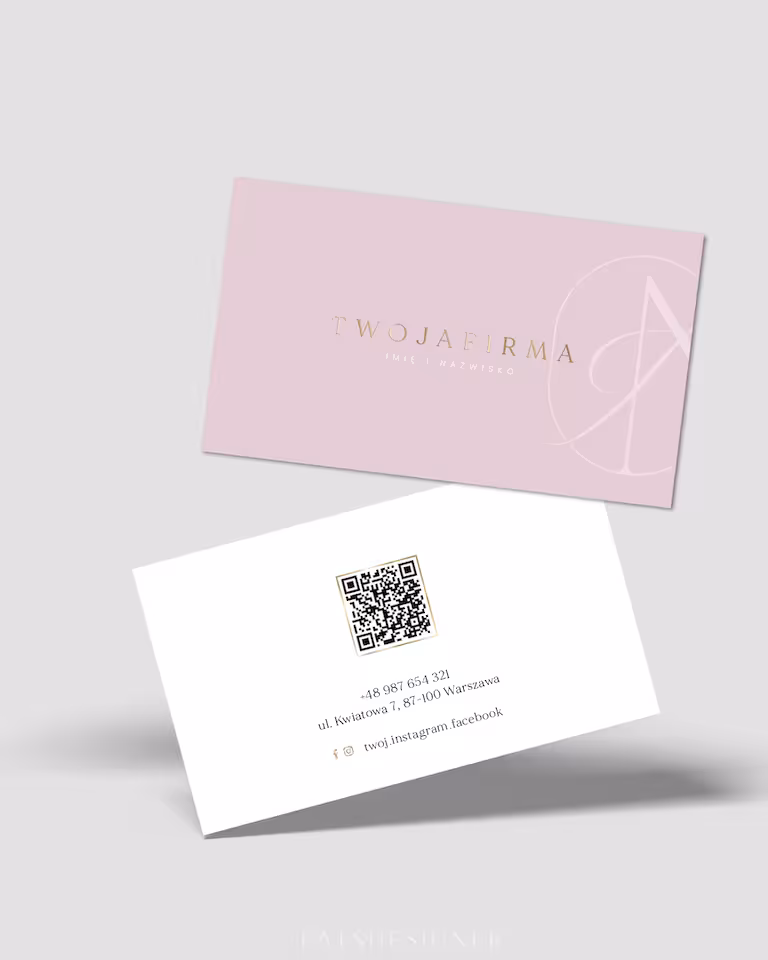 Wizytówka QR - róż brudny poziom
