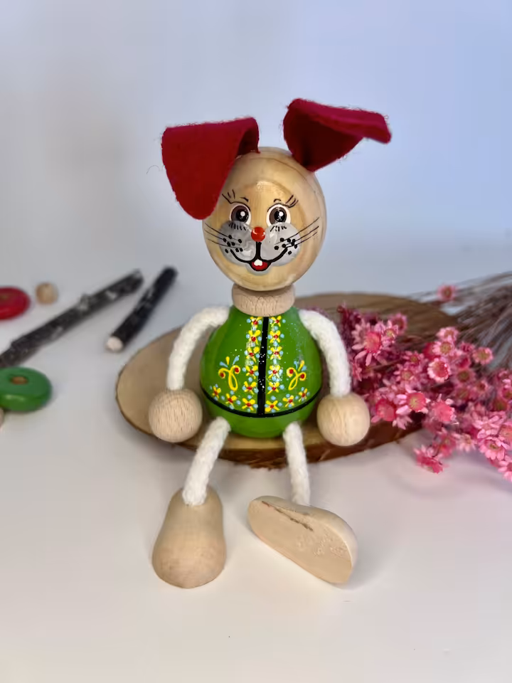Drewniana lalka /pamiątka zajączek Uszatek