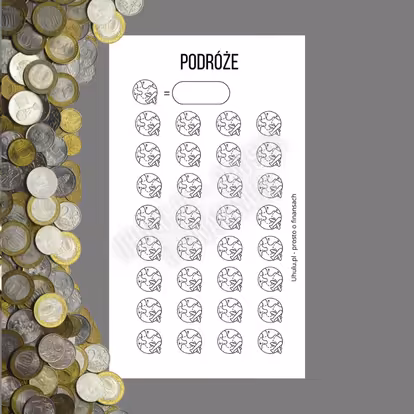 Wyzwanie finansowe podróże A6 PDF do druku