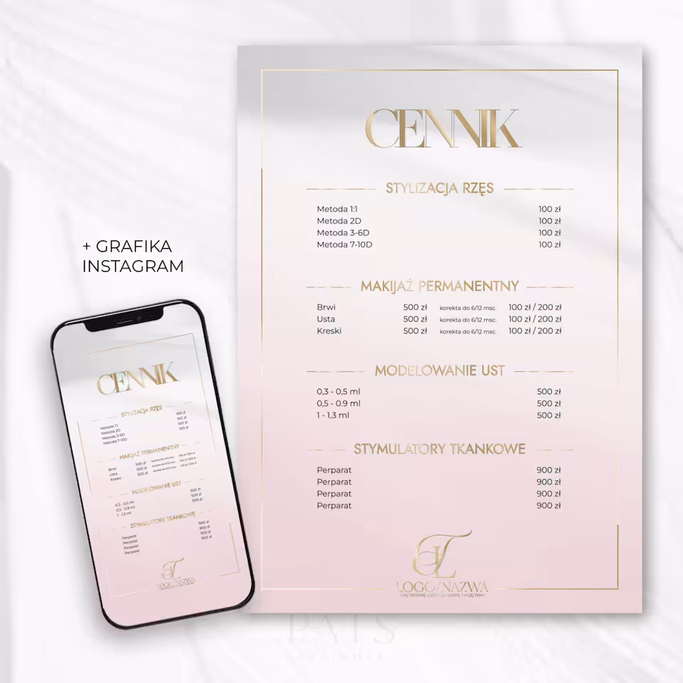 Cennik - pudrowy róż
