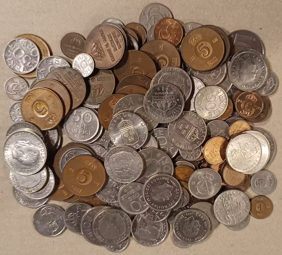 Szwecja - 0,74 kg monet po 1949 r. - minimalna ilość powtórzeń!