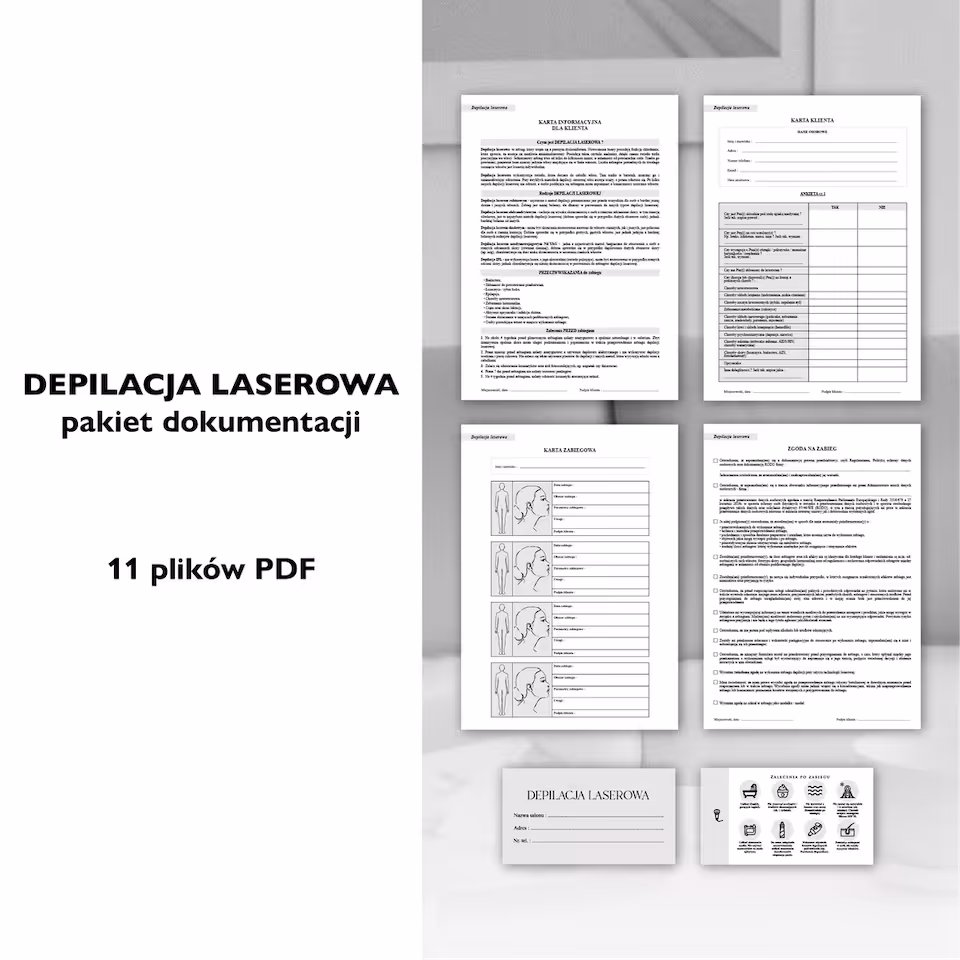 DEPILACJA LASEROWA dokumenty zabiegowe PAKIET