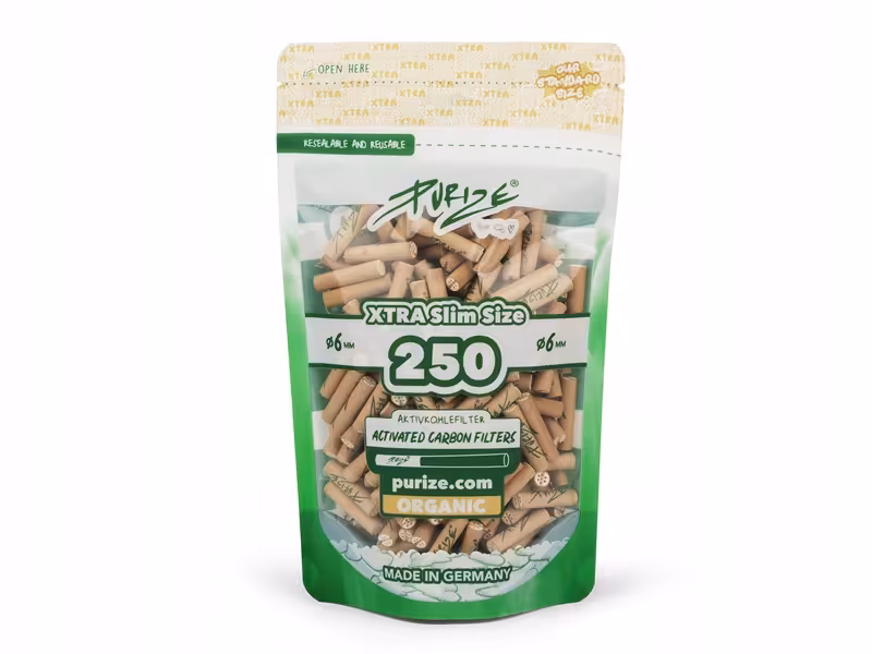 Filtry węglowe Purize XTRA Slim Size Organic 250 szt 6mm