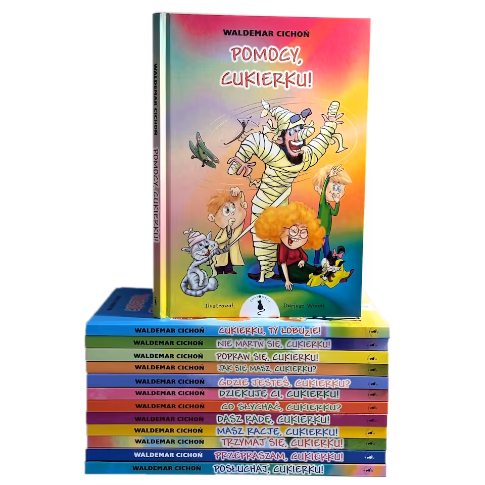Komplet książek o przygodach kota Cukierka w twardej oprawie